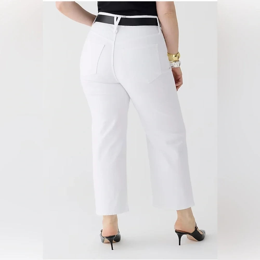 NEW J. Crew White Curvy Slim Wide-Leg Classic Preppy Relaxed High Rise Jeans‎ 35